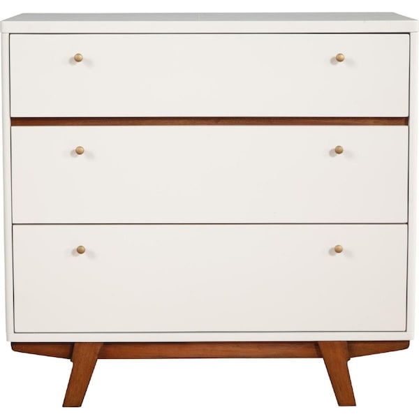 Alpine Furniture Dakota 3 Drawer Chest, White Acorn Finish Wood 1974-04 - main